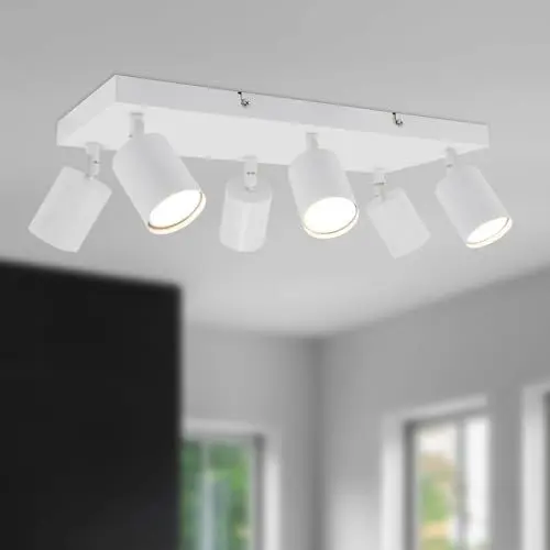 Produktbild: TaFiCo LED Deckenstrahler Weiß, Deckenlampe GU10 6 Flammig - Schwenkbar Deckenleuchte - Ohne Leuchtmittel