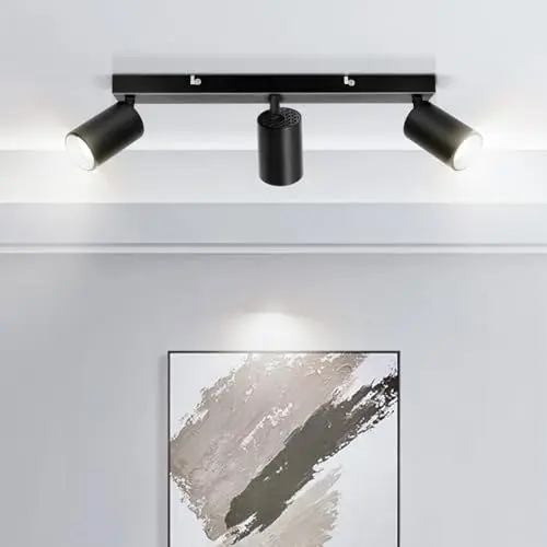 Produktbild: TaFiCo Led Deckenstrahler 3 Flammig Schwarz - Deckenleuchte GU10 Deckenstrahler Strahler Schwenkbar 350° Spotleuchte Deckenlampe Wandstrahler für Wohnzimmer Schlafzimmer Küche
