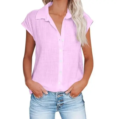 Produktbild: die Discounter, Shirts Damen Baumwolle, Schwarze Tshirt Damen, v-Ausschnitt Tank Kleid, gerippt blusenshirt Kleid, sommerliche ärmellose Oberteile, Langarm-Pullover franeun, Shirt Women, Sommerblusen