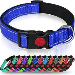 Produktbild: Taglory Hundehalsband, Weich Gepolstertes Neopren Nylon Hunde Halsband für Mittlere Hunde, Verstellbare und Reflektierend für das Training, Dunkelblau