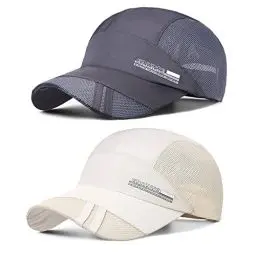 Produktbild: TAGVO Sports Mesh Baseball Cap, 2 Stück Sommer Atmungsaktive Sun Cap Schnell Trocknend Hüte Unisex Laufvisier Cap mit Verstellbarem Schnallenverschluss