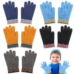 Produktbild: TAGVO Winter Magische Handschuhe Kinder, 5 Paare Vollfinger Stretch Handschuhe,Winterhandschuhe Dünnes Fleecefutter für Outdoor Sportarten,Thermal Kinderhandschuhe Elastische Strickhandschuhe