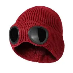 Produktbild: TAGVO Winter Warme Strickmütze, Winddichte Thermo Weiche Fleecefutter Skifahren Wandern Laufen Mütze mit Abnehmbarer Schutzbrille, Slouchy Thick Skull Cap für Männer Frauen Erwachsene Outdoor Sport