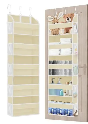Produktbild: TAHAVICE Hängeorganizer Tür mit 5 Fächern, Tür Organizer mit Verdicktem Vliesstoff, Hängeregal Bad, Hängeaufbewahrung für Kinderzimmer, Tür Hängeregal (Beige,1 Stück)