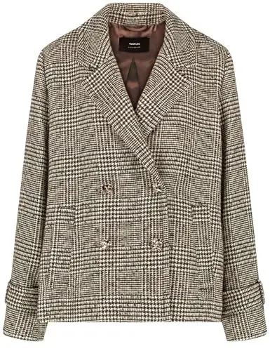 Produktbild: Taifun Damen Cabanjacke mit Glencheck-Karo Langarm, Armriegel kariert Sandy Beige Gemustert 38
