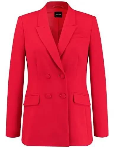 Produktbild: Taifun Damen Doppelreihiger Blazer Langarm, geknöpfte Armschlitze unifarben Digital Red 38