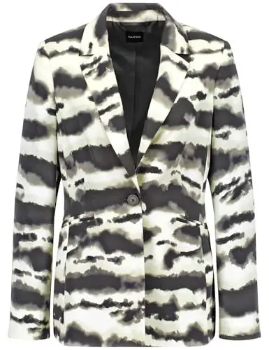Produktbild: Taifun Damen Eleganter Blazer mit ausgefallenem Muster Langarm, Armschlitze Gemustert Champagne Gemustert 46