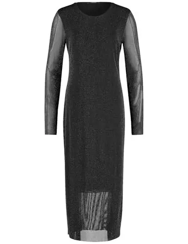 Produktbild: Taifun Damen Glamouröses Kleid mit Glitzer-Effekt Langarm unifarben wadenlang Schwarz 40