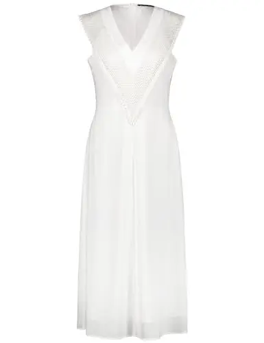 Produktbild: Taifun Damen Kleid Gewebe ärmellos unifarben wadenlang Offwhite 44