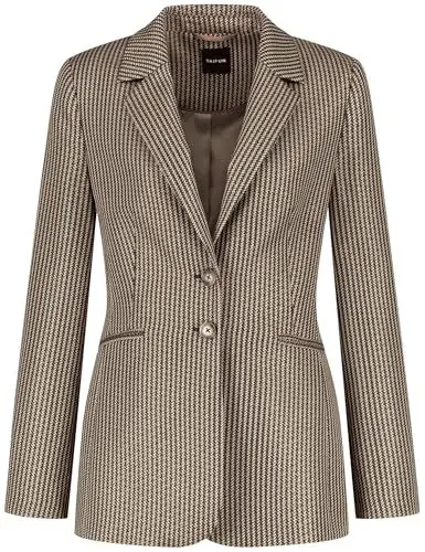 Produktbild: Taifun Damen Taillierter Blazer Langarm, geknöpfte Armschlitze Gemustert Schwarz Gemustert 46
