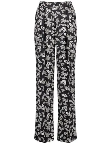 Produktbild: Taifun Damen Weite Hose aus Satin Palazzo floral reguläre Länge Schwarz Gemustert 40