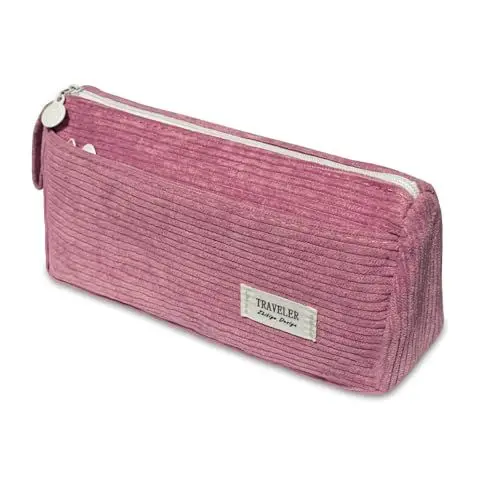 Produktbild: TAIHOBO Federmäppchen Mäppchen Aesthetic, Cord-Stoff Federtasche, Mäppchen Groß Federmappe Etui 2 Fach, Große Kapazität Pencil Case, Waschbar Stiftemäppchen für Schulsachen Büro (Dattelrot)