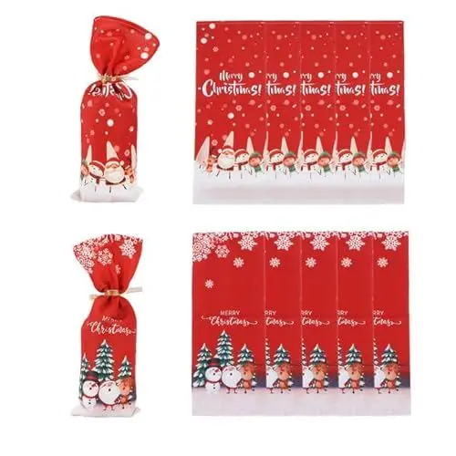 Produktbild: TAIKOUL 12 Stück Weinflaschen Verpackung, Flaschentüten Weihnachtstaschen Flaschentüten Geschenkverpackung Weihnachten für Weihnachten Geschenke Geschenkverpackung Weihnachten.