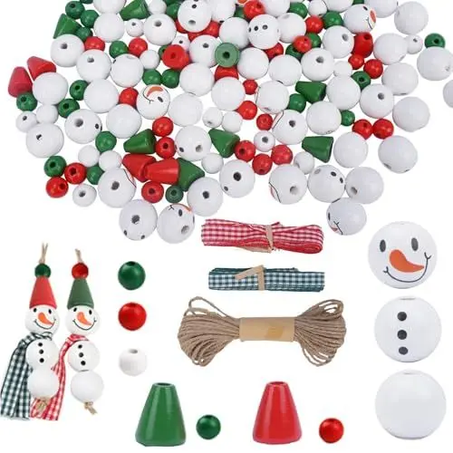 Produktbild: TAIKOUL 193 Stück Holzperlen Weihnachten set weihnachtsbasteln kinder bastelset weihnachten für 30 Sets Schneemänner für Party Dekor DIY-Basteleien Weihnachten Winter-Dekorationen