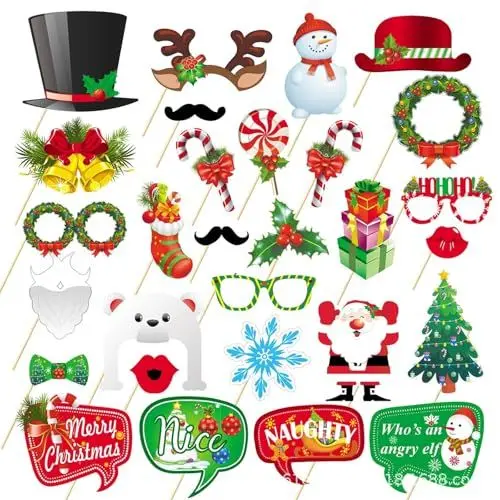 Produktbild: TAIKOUL 29Stück Weihnachten deko fotobox Requisiten Weihnachtsfeier Fotorequisiten Weihnachten Foto Requisiten für Weihnachten Party deko Party Gadgets DIY Fotoaccessoires