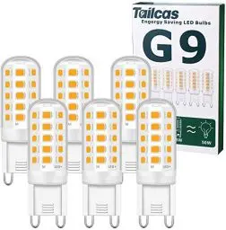 Produktbild: Tailcas G9 LED Lampe Warmweiß 3000K, 5W LED Lampen Ersatz für 30W 40W 50W Halogenlampe, G9 LED Leuchtmittel 500LM, Nicht dimmbar, Kein Flimmern, 360° Abstrahlwinkel, AC 220-240V, 6 Stück