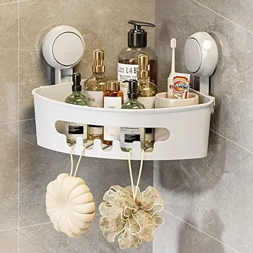 Produktbild: TAILI Duschablage Ohne Bohren 1 Stück Badezimmer Regal Duschregal Plastik Duschkörbe an der Wand Montiert für Küchen und Badezimmer, Weiß