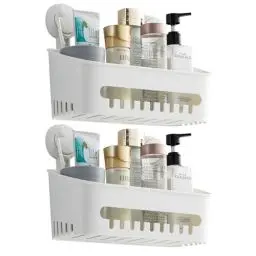 Produktbild: TAILI Duschablage Saugnapf ohne Bohren Duschorganizer Duschregal Saugnäpfe Duschgel Halterung Abnehmbar Belastbarkeit 10 KG Wasserdicht Badregal mit Saugnapf für Shampoo und Duschgel