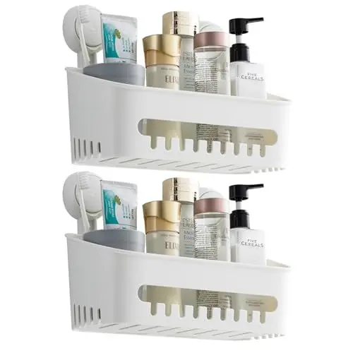 Produktbild: TAILI Duschablage Saugnapf ohne Bohren Duschorganizer Duschregal Saugnäpfe Duschgel Halterung Abnehmbar Belastbarkeit 10 KG Wasserdicht Badregal mit Saugnapf für Shampoo und Duschgel