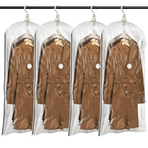 Produktbild: TAILI Hängend Vakuumbeutel Mit Kleiderhaken, Aufbewahren von Jacken, Anzüge und Kleid, Maximieren Sie Platz im Schrank Kleidersack Gegen Schimmel für Zuhause Reise, 4 Packungen (135x70x38 cm)