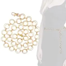 Produktbild: Taillenkette aus Metall für Damen, Damen Gürtel Gold Einstellbar, Mode Taillengürtel Metall Kettengürtel, taillenkette Frauen Metall Kettengürtel, Modischer Kettengürtel Für Kleider Jeans