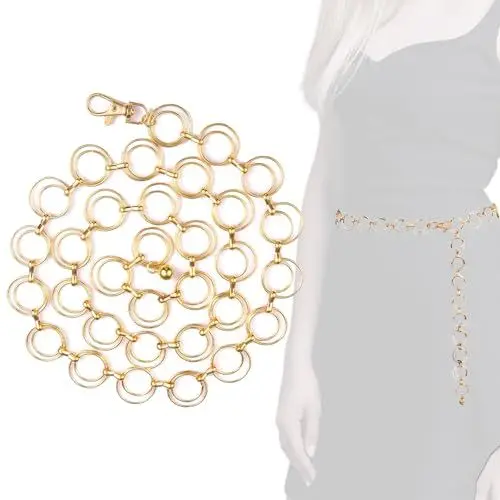 Produktbild: Taillenkette aus Metall für Damen, Damen Gürtel Gold Einstellbar, Mode Taillengürtel Metall Kettengürtel, taillenkette Frauen Metall Kettengürtel, Modischer Kettengürtel Für Kleider Jeans