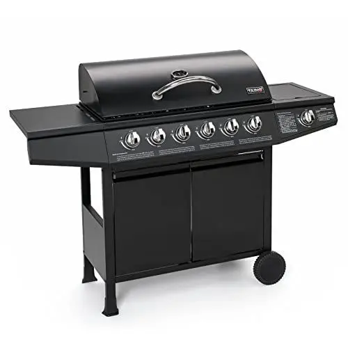 Produktbild: TAINO BASIC BBQ Gasgrill Grillwagen Edelstahl-Brenner + Seitenkocher Grill (BASIC 6+1 Gasgrill)