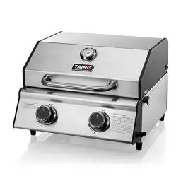 Produktbild: TAINO PLATINUM COMPACT Tischgrill 2 Brenner Gasgrill Edelstahl Kompakt Camping BBQ