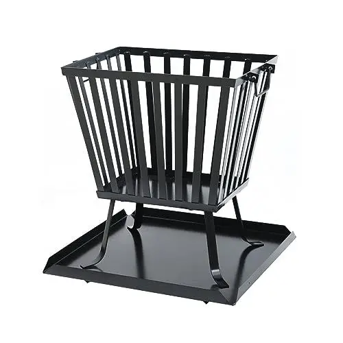 Produktbild: TAINO Feuerkorb Eckig mit Funkenschutz Unterlage Garten Outdoor Stahl Schwarz
