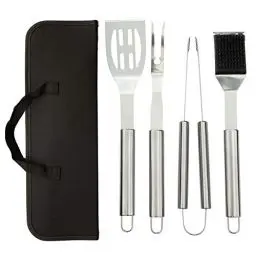 Produktbild: TAINO Grillbesteck-Set 5-teilig Edelstahl Tragetasche Grillzubehör BBQ-Zubehör Accessoire Camping