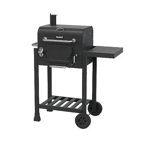 Produktbild: TAINO HERO Smoker klein BBQ Grillwagen Holzkohle-Grill Grillkamin Standgrill Räucherofen Grillrost