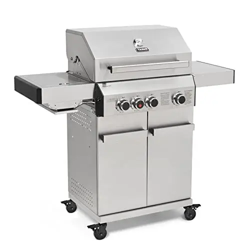 Produktbild: TAINO Platinum 3+1 Gasgrill komplett Edelstahl Sear-Burner Power-Zone Keramik-Brenner BBQ Grillwagen Griller Gusseisen Seitenkocher Piezozündung (Platinum 3+1)