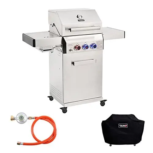 Produktbild: TAINO PLATINUM Gasgrill Set mit Abdeckhaube und Regler Grill-Set Edelstahl Piezozündung Sear-Burner (PLATINUM 2+1 Set)
