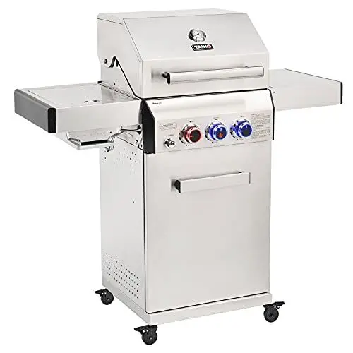 Produktbild: TAINO Platinum Gasgrill komplett Edelstahl Sear-Burner Power-Zone Keramik-Brenner BBQ Grillwagen Griller Gusseisen Seitenkocher Piezozündung (Platinum 2+1)