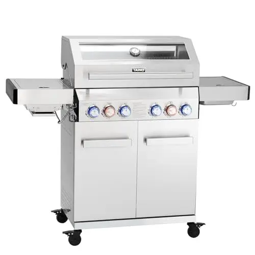 Produktbild: TAINO PLATINUM YAMARA 4+2 Gasgrill Edelstahl 4 Brenner Keramik Sear-Burner Keramik Backburner Piezo-Zündung Grillrost gusseisern