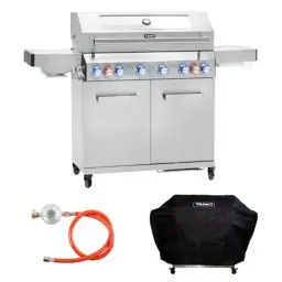 Produktbild: TAINO Platinum YAMARA 6+2 Gasgrill Set Edelstahl 6 Brenner Keramik Sear-Burner Keramik Backburner Piezo-Zündung Abdeckhaube
