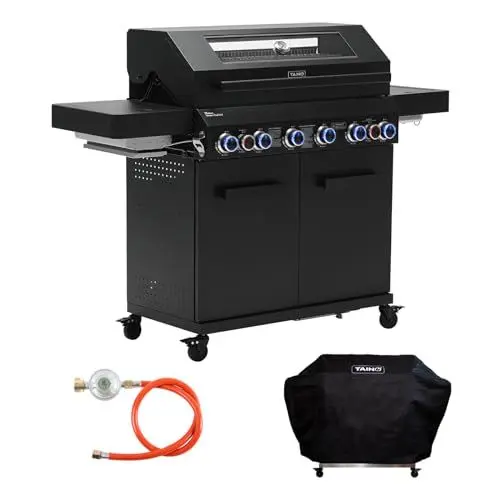 Produktbild: TAINO PLATINUM YAMARA DARK 6+2 Set Gasgrill Stahl 6 Brenner Keramik Sear-Burner Keramik Backburner Piezo-Zündung Abdeckhaube
