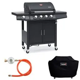 Produktbild: TAINO RED 4+1 Brenner Gasgrill Abdeckung Set Gasregler BBQ Grill Zubehör Cover