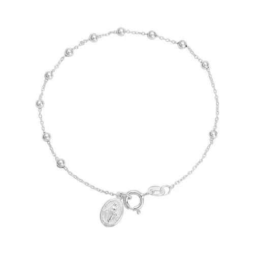 Produktbild: TAIPAN Damen Silberarmband 19cm mit Heilige Maria Rosenkranz Armband 925 Silber