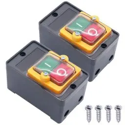 Produktbild: Taiss 2Stück maschinenschalter AC220V / 380V 10A maschine drucktastenschalter sicherheitsschalter mit Wasserdichter für Textilmaschine Schleifmaschine KAO-10KH