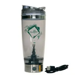 Produktbild: TAJATI® Shaker elektrisch aufladbar 600ml für Proteinshake, Cocktails, Smoothie to go – Wiederaufladbarer, langanhaltender Li-Poly-Akku – Flasche BPA frei – Booster Funktion verhindert Klumpen