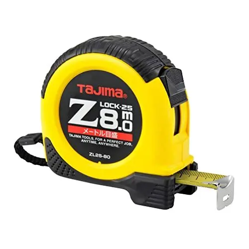Produktbild: Tajima Maßband, Z (Dual-Lock Stahl-Bandmaß NylonCoat – Beschichtung dreifach vernieteter Endhaken hohe Zugfestigkeit Rückholfeder 8 m x 25 mm), Z5L80MYD