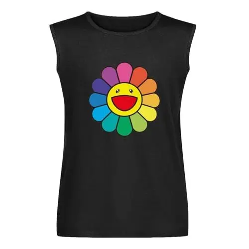 Produktbild: Takashi Murakami Flower Men's Vests Tank Tops O-Neck 100% Cotton Undershirts Unisex Sleeveless T-Shirt L