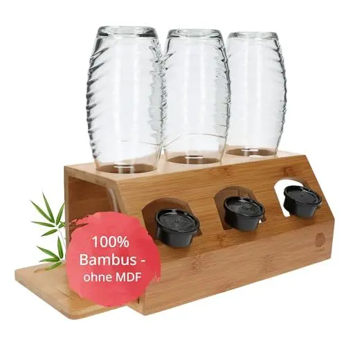 Produktbild: TAKE® SodaStream Flaschenhalter I100% Bambus I Abtropfgestell Flaschen-Ständer I Flaschen Abtropfständer I alle Soda Stream Modelle I Soda Flaschenhalter SodaStream Duo I Sodastream Zubehör