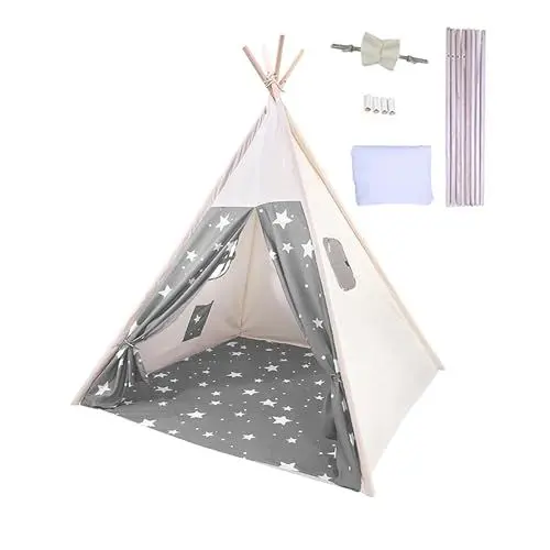 Produktbild: Takezuaa Tipi Zelt für Kinder,Sternen klassisches indisches Spielzelt für Kinder Tippi Kinderzelt für drinnen/Outdoor,Tipi Zelt Kinderzimmer,Waschbar Kinderzelt,Spielzelt für Mädchen & Jungen