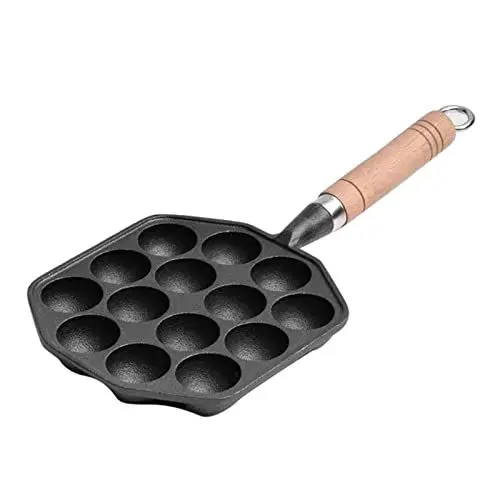 Produktbild: Takoyaki Octopus Pan, Takoyaki-Maker, Antihaftbeschichtete Takoyaki-Grillpfanne mit Abnehmbarem Griff, 14-Loch-Eisen-Oktopus-Fleischbällchen-Formen-Maker für das Backen von Pfannkuchen zu Hause
