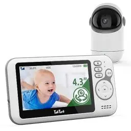 Produktbild: TakTark Babyphone mit Kamera, 4.3'' Babyfon mit Kamera und Audio mit Pan-Tilt 300° Rotation Video Baby Monitor mit VOX, Gegensprechfunktion, Nachtsicht, Temperatursensor und Keine störenden Lichter