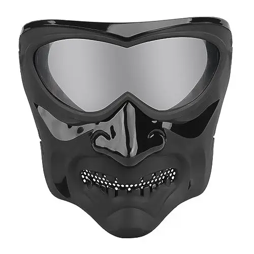 Produktbild: Taktische Maske, Grau Lens Full Face Skull Paintball Schutzmaske für Cs Wargame Halloween Cosplay Kostüm Party Schwarz
