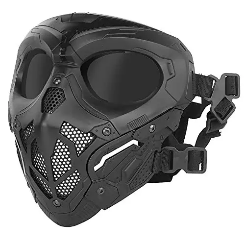 Produktbild: Taktische Maske, graue Linse Vollgesichtsmaske Paintball-Schutzmaske für Cs Wargame Halloween Cosplay Kostümparty Schwarz