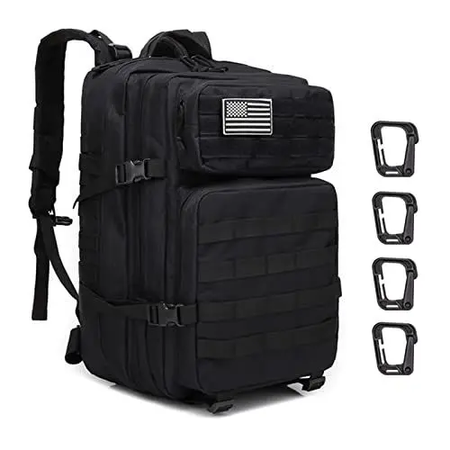 Produktbild: ZEHNHASE Taktischer Rucksack, 45L Trekking Military Molle Rucksack Outdoor Wandern Camping Trekking Jagd Reisen für Damen Herren (SCHWARZ)